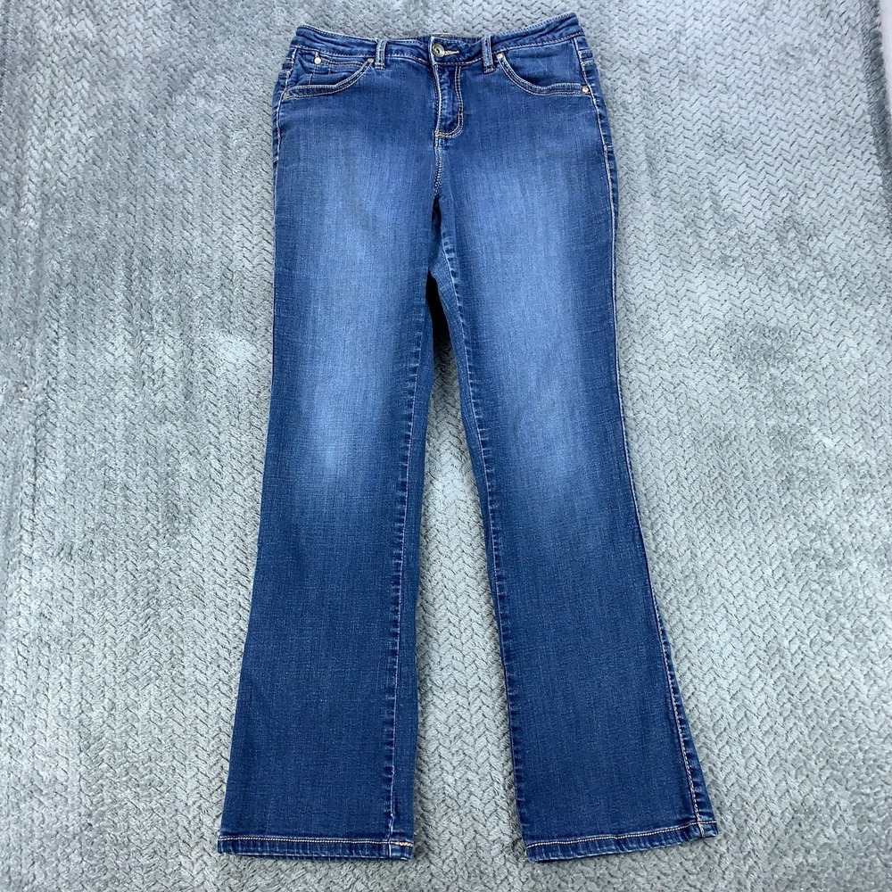 Wrangler Aura Jeans Womens Size 6 Blue Faded Denim Bootcut Stretch Western 29x30